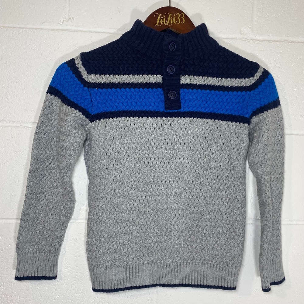 Gymboree Gray Blue Navy 1/4 button Sweater